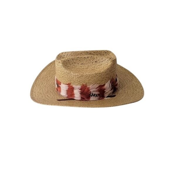 Boots and Saddle Straw Hat with Feather Band - Picture 2 of 6